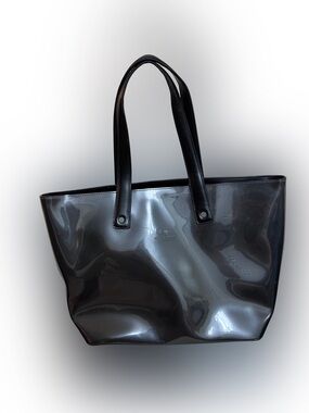 🩶MAKE OFFER🩶 NWT Beijo Black Gun Metal Gray Tote Bag Y2K Work It Purse Shiny